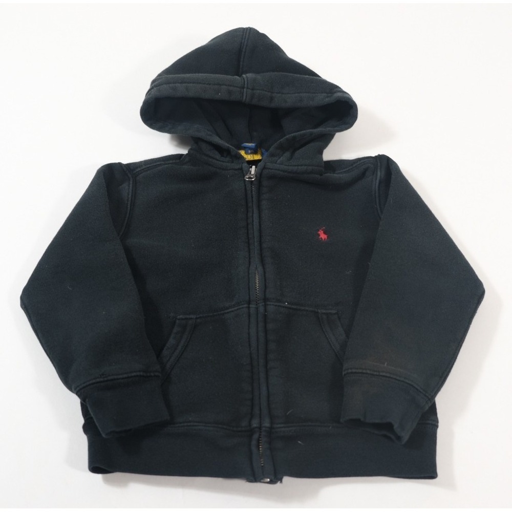 Polo Ralph Lauren Hoodie Kids 4T Black Full Zip Pony Logo Fleece Sweatshirt